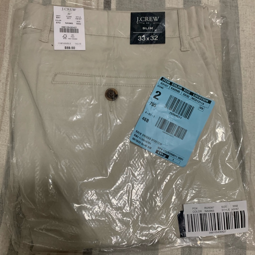 J Crew Khaki/Off-White Pants- NWT